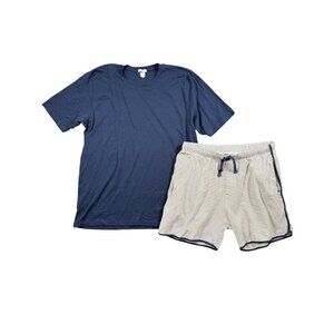 LAKE Pima Cotton Pajama Sleepwear Set Shorts & T-shirt Size Medium Striped